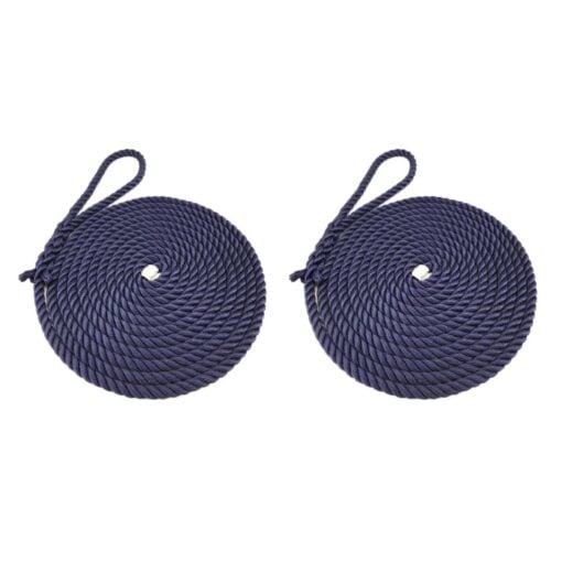 2 x navy blue 3 strand nylon mooring rope