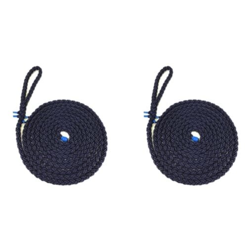 2 x navy blue 8 strand nylon mooring rope