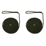 2 x 50mm Olive Softline Mooring Ropes 8 Inch Soft Eye x 20 Metres