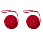 2 x 8mm Red Softline Mooring Ropes 8 Inch Soft Eye x 8 Metres