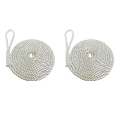 2 x white 3 strand nylon mooring rope