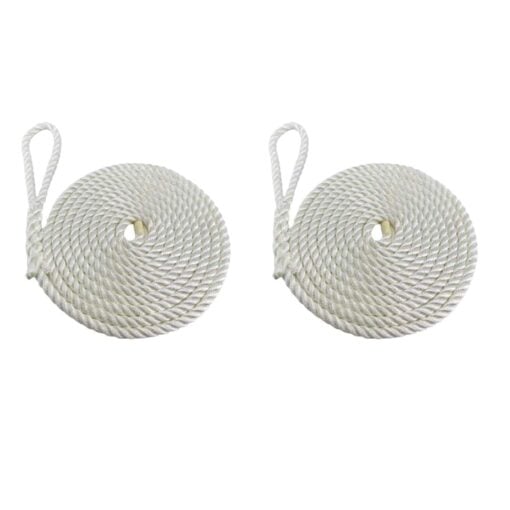 2 x white 3 strand nylon mooring rope