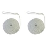 2 x 50mm White Softline Mooring Ropes 8 Inch Soft Eye x 18 Metres