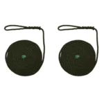 2 x 8mm Olive Polyester Mooring Ropes 8 Inch Soft Eye x 15 Metres