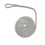 8mm White Double Braid Polyester Fender Line x 2 Metres with 70mm Soft Eye