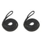 2 x 8mm Black Double Braid Polyester Fender Line x 1.5 Metres with 3 inch Soft Eye