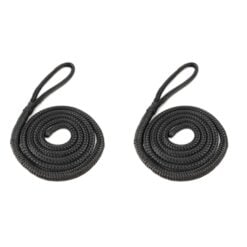 2 black double braided polyester fender lines
