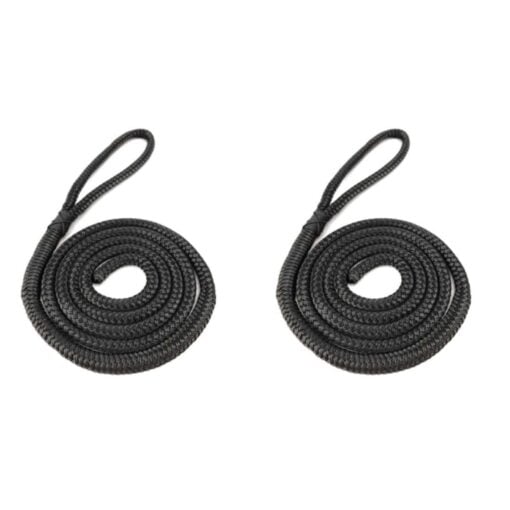 2 black double braided polyester fender lines