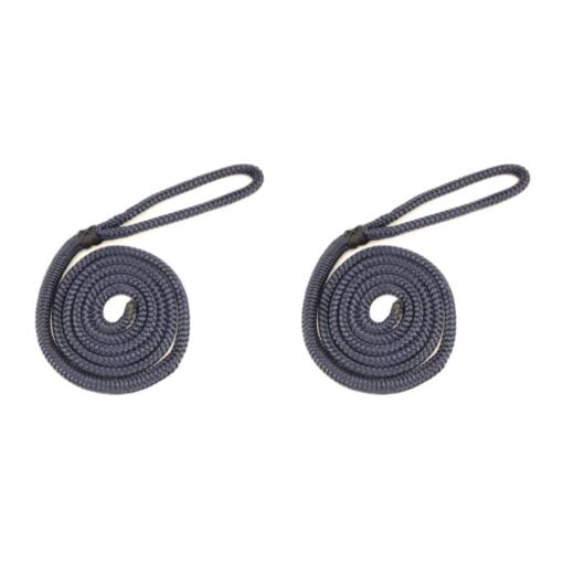 2 navy blue double braided polyester fender lines