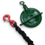 18mm Black Staplespun Fall Rope With Gin Wheel x 50 Metres 1 Tonne Swivel Hook