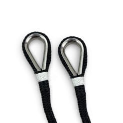 2 x 10mm black double braid polyester mooring warps x 6 metres stainless thimble 1