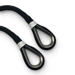 2 x 10mm black double braid polyester mooring warps x 6 metres stainless thimble 2