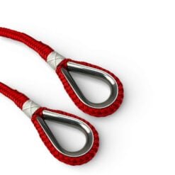 2 x 8mm red double braid polyester mooring warps x 6 metres stainless thimble 2