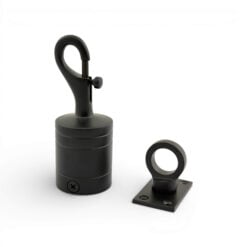 28mm powder coated black trigger hook and eye plate rope fittings 1