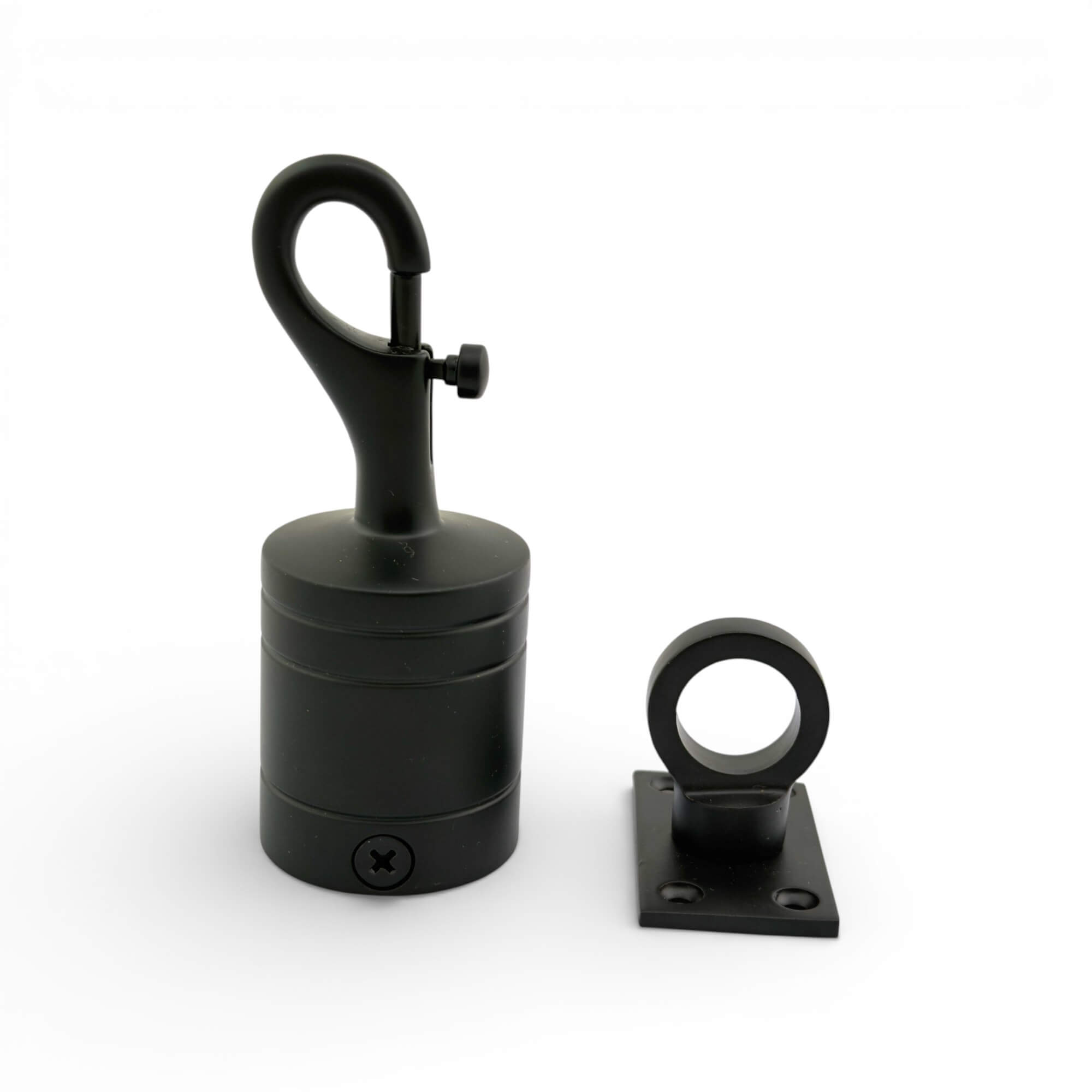 28mm powder coated black trigger hook and eye plate rope fittings 2