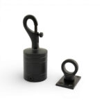 36mm Powder Coated Black Trigger Hook And Eye Plate Rope Fittings