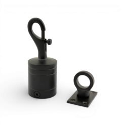 40mm powder coated black trigger hook and eye plate rope fittings 1
