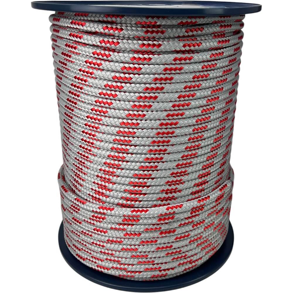 10mm grey with red fleck double braid polyester rope 200 metre reel 1