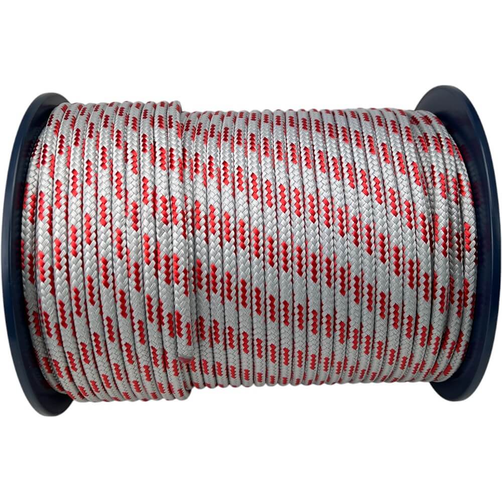 10mm grey with red fleck double braid polyester rope 200 metre reel 2