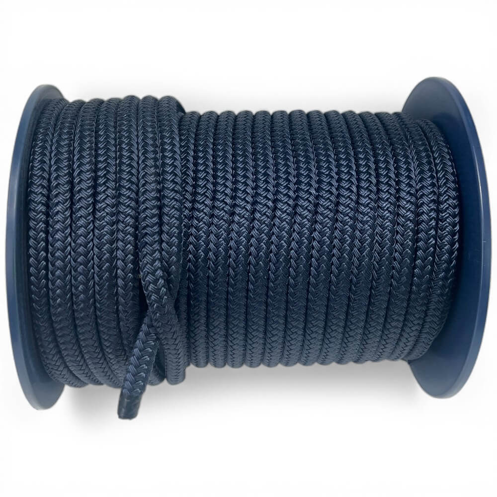 14mm navy blue double braid polyester rope x 50 metre reel discount 2