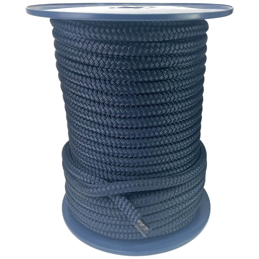 14mm navy blue double braid polyester rope x 50 metre reel discount 3