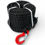 18mm Black Staplespun Lifting Fall Rope x 100 Metres 2 Tonne Safety Hook