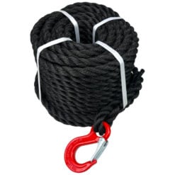 18mm black staplespun lifting fall rope 2 tonne safety hook 2