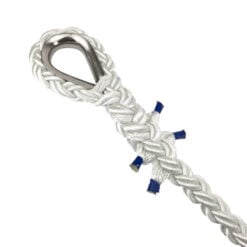 18mm white 8st nylon mooring rope strop stainless thimble 6 protected eye 3