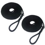 2 x 18mm Black Staplespun Mooring Ropes x 8 Metres 8 Inch Soft Eye
