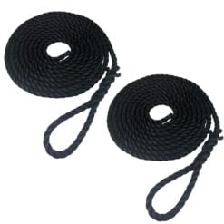 2 x 18mm black staplespun mooring ropes 8 inch soft eye 1