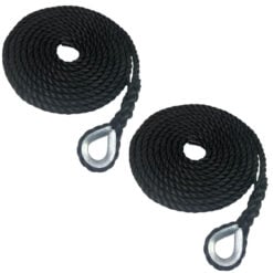 2 x 18mm black staplespun mooring ropes galvanised thimble 1