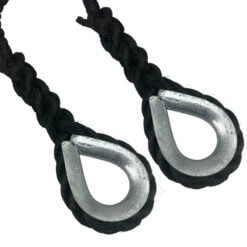 2 x 18mm black staplespun mooring ropes galvanised thimble 3