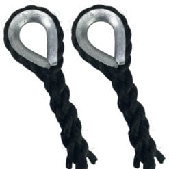 2 x 18mm black staplespun mooring ropes galvanised thimble 4