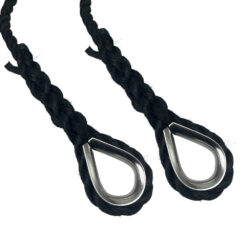 2 x 18mm black staplespun mooring ropes stainless steel thimble 3