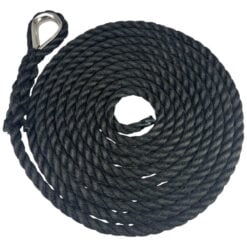 2 x 18mm black staplespun mooring ropes stainless steel thimble 4