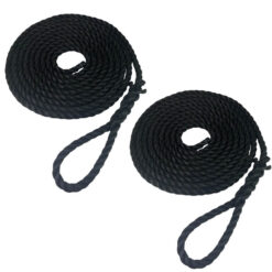 2 x 32mm black staplespun mooring ropes 8 inch soft eye 1