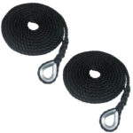2 x 32mm Black Staplespun Mooring Ropes x 8 Metres Galvanised Thimble