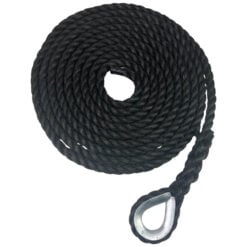2 x 32mm black staplespun mooring ropes galvanised thimble 2