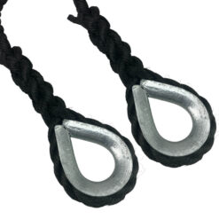 2 x 32mm black staplespun mooring ropes galvanised thimble 3