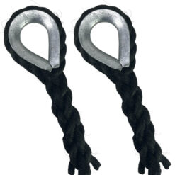 2 x 32mm black staplespun mooring ropes galvanised thimble 4