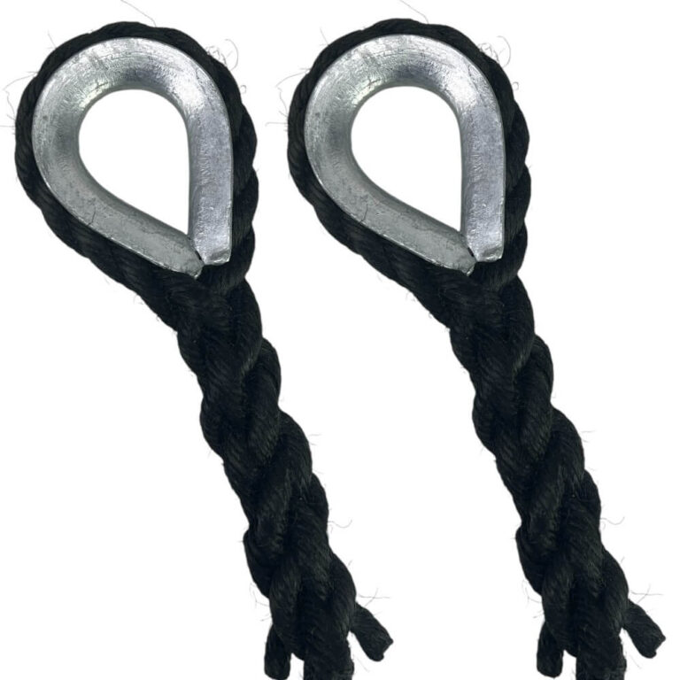2 x 32mm Black Staplespun Mooring Ropes x 25 Metres Galvanised Thimble ...