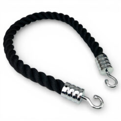 24mm black softline barrier rope polished chrome reeded hooks 1