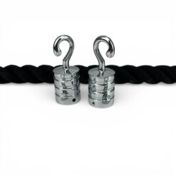 24mm black softline barrier rope polished chrome reeded hooks 3
