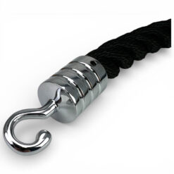 24mm black softline barrier rope polished chrome reeded hooks 4
