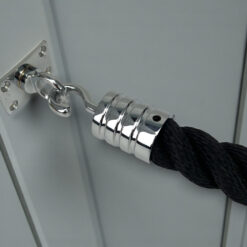 24mm black softline barrier rope polished chrome reeded hooks 5