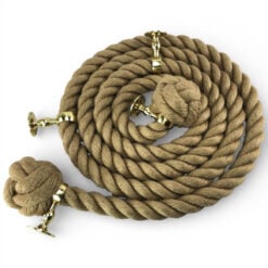 24mm natural jute bannister rope 4 polished brass low profile handrail brackets 1