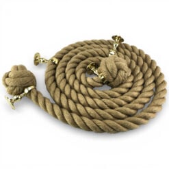 24mm natural jute bannister rope 4 polished brass low profile handrail brackets 2
