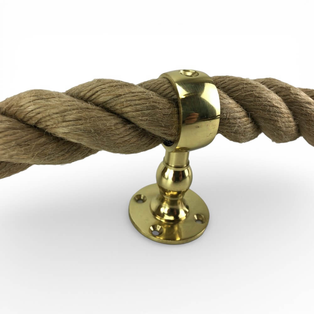 24mm natural jute bannister rope 4 polished brass low profile handrail brackets 4