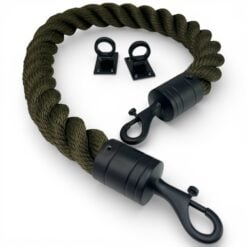 24mm olive softline barrier rope powder coated black trigger hooks & eyeplates 2