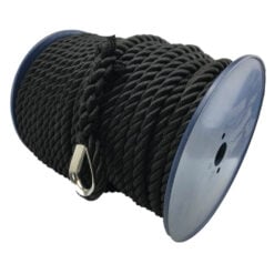 6mm black 3 strand nylon anchor rope reel with soft eye & stainless thimble 2